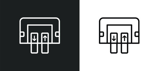 Fototapeta na wymiar passenger passway outline icon in white and black colors. passenger passway flat vector icon from airport terminal collection for web, mobile apps and ui.