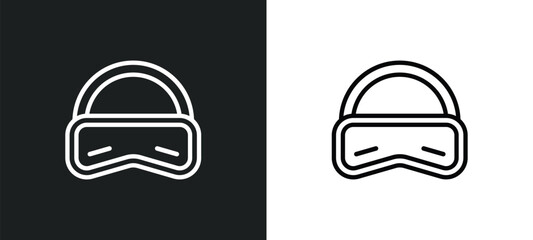 Fototapeta premium aeroplane pilot glasses outline icon in white and black colors. aeroplane pilot glasses flat vector icon from airport terminal collection for web, mobile apps and ui.