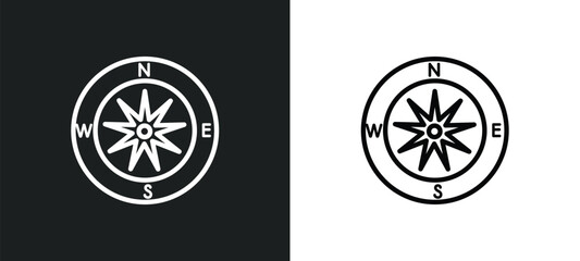 compass pointing north east outline icon in white and black colors. compass pointing north east flat vector icon from airport terminal collection for web, mobile apps and ui.