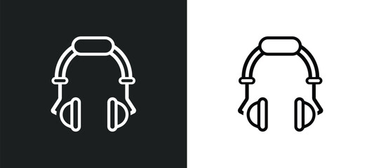 airport headphones outline icon in white and black colors. airport headphones flat vector icon from airport terminal collection for web, mobile apps and ui.