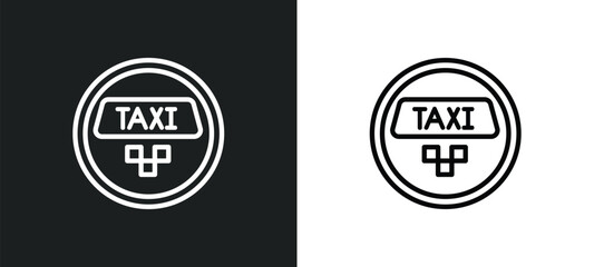 Obraz premium taxi outline icon in white and black colors. taxi flat vector icon from airport terminal collection for web, mobile apps and ui.