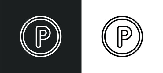 parking square outline icon in white and black colors. parking square flat vector icon from airport terminal collection for web, mobile apps and ui.