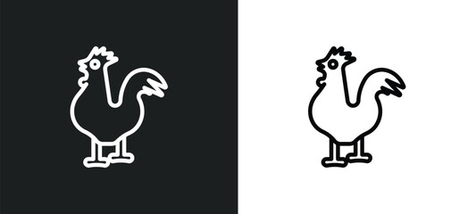 rooster outline icon in white and black colors. rooster flat vector icon from farming collection for web, mobile apps and ui.
