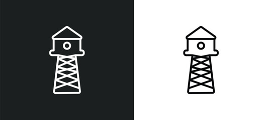 Naklejka premium water tower outline icon in white and black colors. water tower flat vector icon from agriculture farming collection for web, mobile apps and ui.