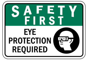 Wear eye protection warning sign and labels eye protection required