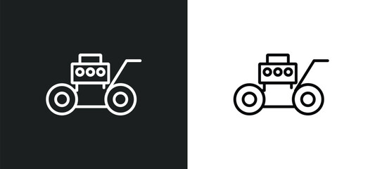 mower outline icon in white and black colors. mower flat vector icon from agriculture farming collection for web, mobile apps and ui.