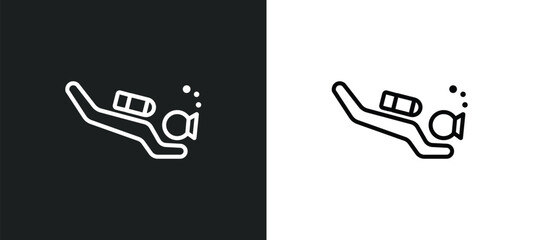 diving outline icon in white and black colors. diving flat vector icon from activities collection for web, mobile apps and ui.