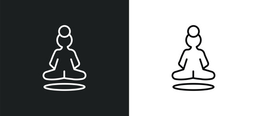 yoga outline icon in white and black colors. yoga flat vector icon from activities collection for web, mobile apps and ui.