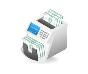 Technology Accurate money counting tool concept isometric illustration