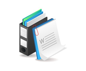File box for compiling paper data concept isometric illustration