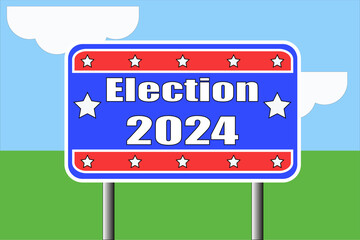 USA 2024 election vector background road sign