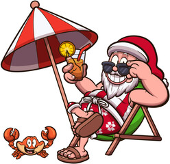 Tropical Santa Claus. Vector clip art illustration with simple gradients. All in one single layer.