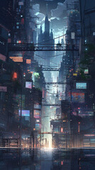 Futuristic urban landscape. Generative AI