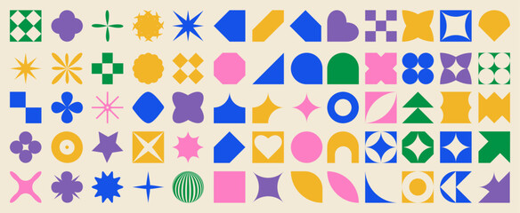 Аbstract aesthetic y2k geometric isolated shapes. Colorful vector illustration. 