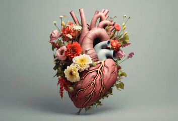 bouquet of flowers in a human heart 