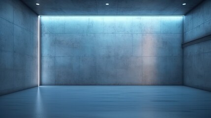 simple grey concrete wall with blue neon light , luxury wallpaper