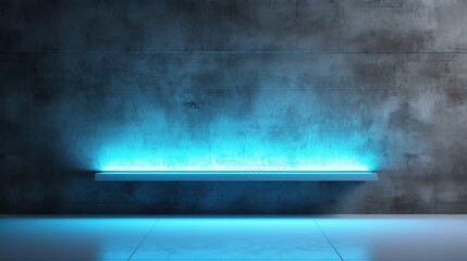simple grey concrete wall with blue neon light , luxury wallpaper
