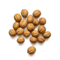 Several walnuts isolated on a white background