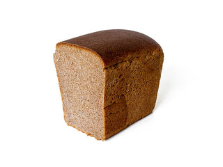 Half of black bread, isolated on a white background