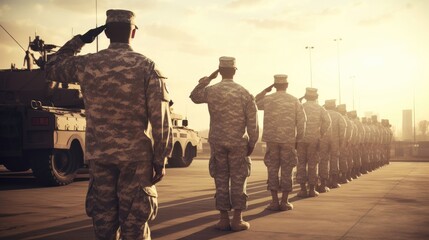 U.S. soldiers saluting. Generative AI