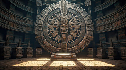 Illustration of Aztec temple - AI generated image.