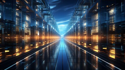 Data Symphony: A Captivating Visual Representation of a Server Farm Powering Cloud Computing