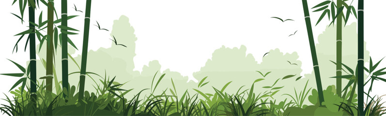 A dense bamboo forest vector simple 3d smooth cut isolated illustration