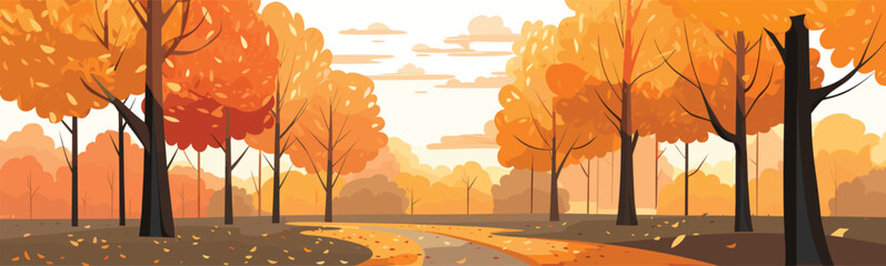 Fototapeta na wymiar Autumn foliage in a park vector simple 3d smooth isolated illustration