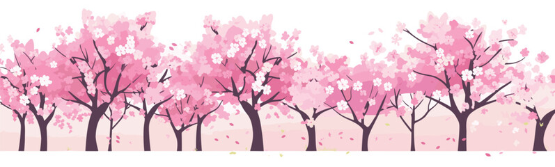 Cherry blossom trees in spring vector simple 3d isolated illustration