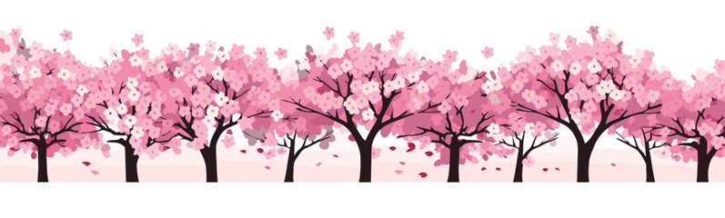 Obraz na płótnie Canvas Cherry blossom trees in spring vector simple 3d isolated illustration