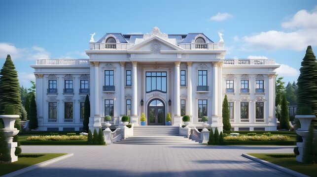 Two floor european house concept neoclassic style
