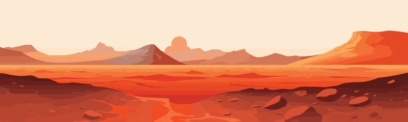 Volcanic landscape with lava vector simple 3d isolated illustration