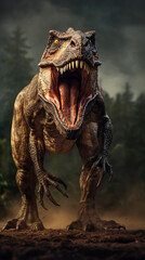 prehistoric - dinosaur - tyrannosaurus - velociraptor - Created with Generative AI technology.