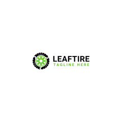 Leaf and tire logo. Automotive nature recycle company. Vector template