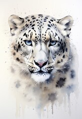 Fototapeta na wymiar Painting of rare Snow Leopard