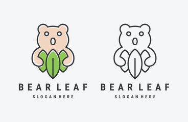 bear leaf nature logo vector icon illustration