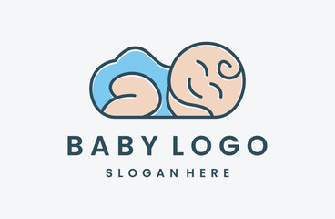 Cute Baby Logo Design Vector template .