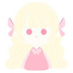  2D drawing of children girls. faces of girls on white background.