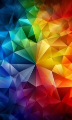 Fototapeta premium Rainbow Geometric Polygonal Triangles Abstract Design Pattern Phone Wallpaper Background