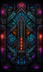 Stained Glass Abstract Symmetry Created For A Space Ship Geometry Design Pattern Phone Wallpaper Background