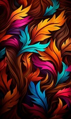 Colorful Autumn Fall Leaves Design Pattern Phone Wallpaper Background