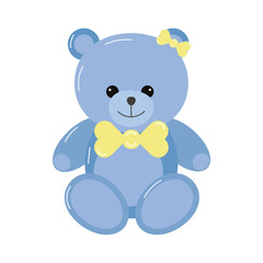 Bars of natural herbal soap. Organic handmade soap. Blue Bear Cub. Design of packaging, banner, web page. Vector flat illustration.