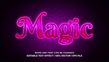 Magic editable text effect template, neon light purple luxury template style, premium vector