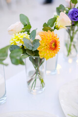 Fototapeta na wymiar romantic bouquet of orange flowers wedding