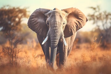 Fototapeta na wymiar african elephant in the savanna background