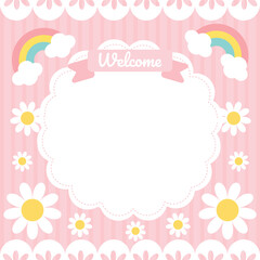 Baby shower It's a girl greeting card. Cute invitation note pad template. Vector illustration.
