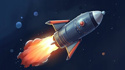 Fototapeta premium Green rocket ship, space ship, art of space punk rocketship, taking off into space, AI