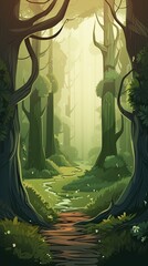 forest trees background illustration image, graphic recourse, backdrop artwork, website banner, background landscape, AI