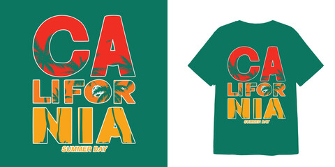 california summer beach t-shirt design and sticker