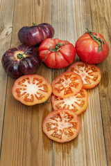 A few ripe tomatoes with appetizing a